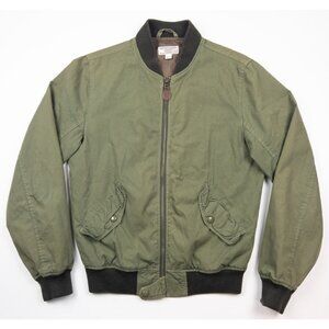 Wallace & Barnes Bomber Jacket Men's XS Green Full Zip Pockets Military J. Crew